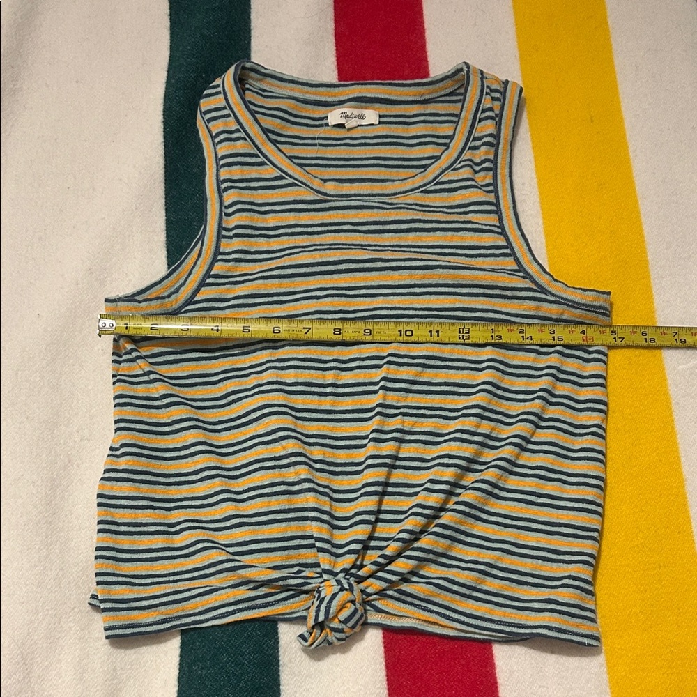 Madewell Women's Tank Top - Blue and Yellow Stripes